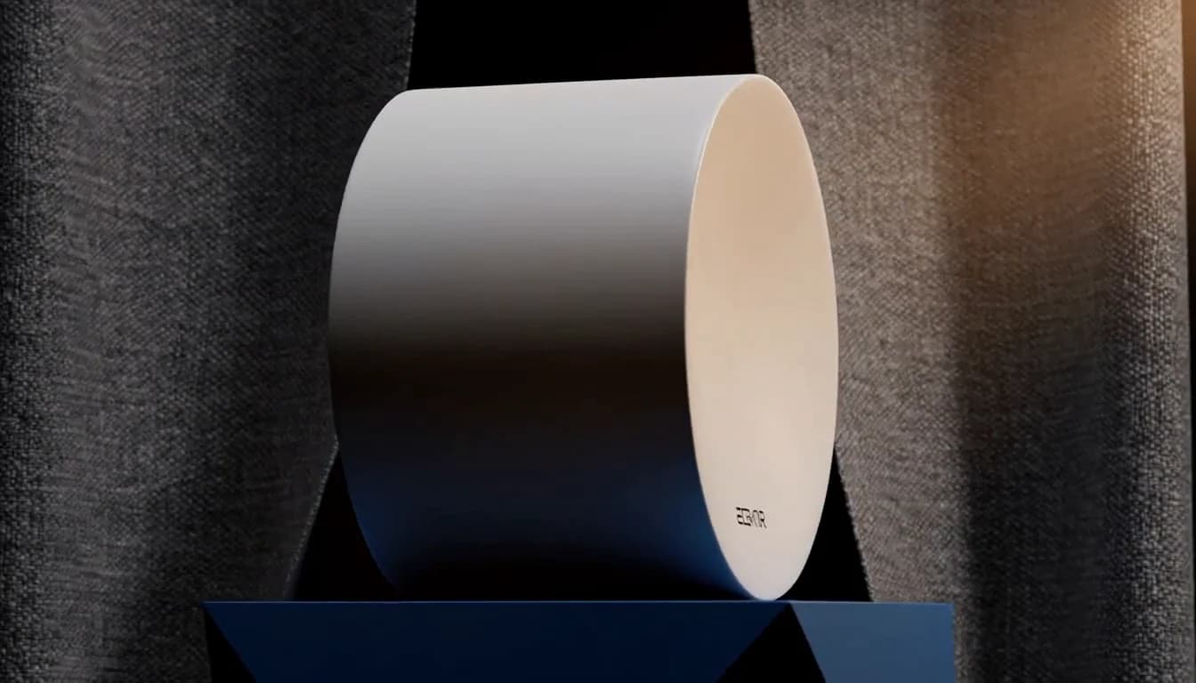 MiniMax H3 product orbit at 4.0 seconds, with a ceramic cylinder and blue plinth