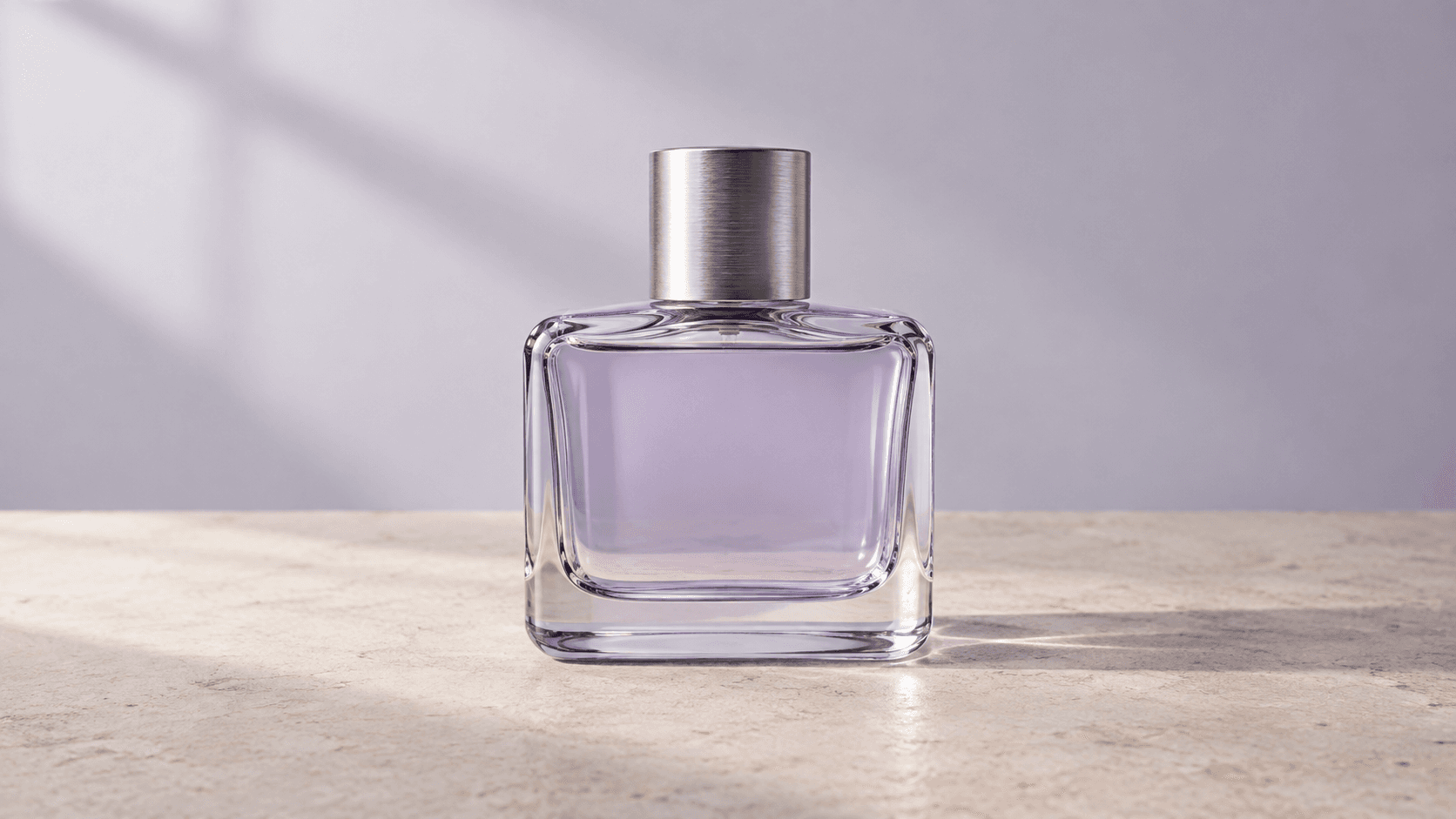 Original lavender perfume bottle used as the starting image.
