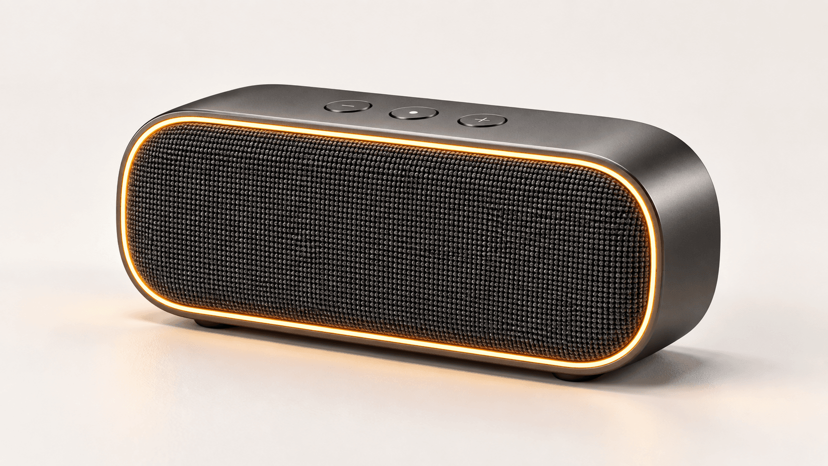 Graphite wireless speaker with an amber LED ring
